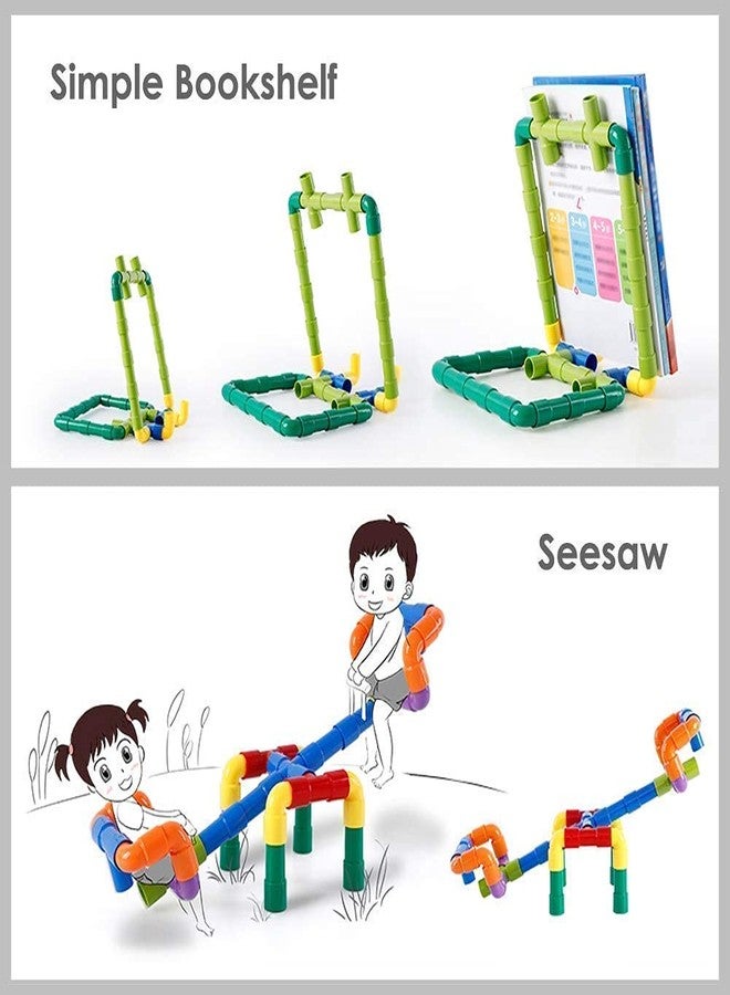 CloudTech® Colorful Creative Pipe Puzzle Building Blocks for Kids/Pipe Puzzle Building (100 Pcs-Multi Colored) - Image 3